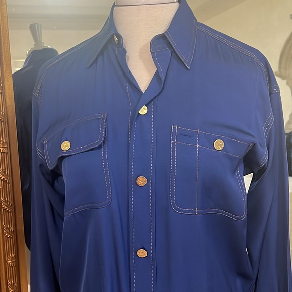 Polo Ralph Lauren Designer Glorious Blue with Gold Stitching and Button Detail - Picture 3 of 11